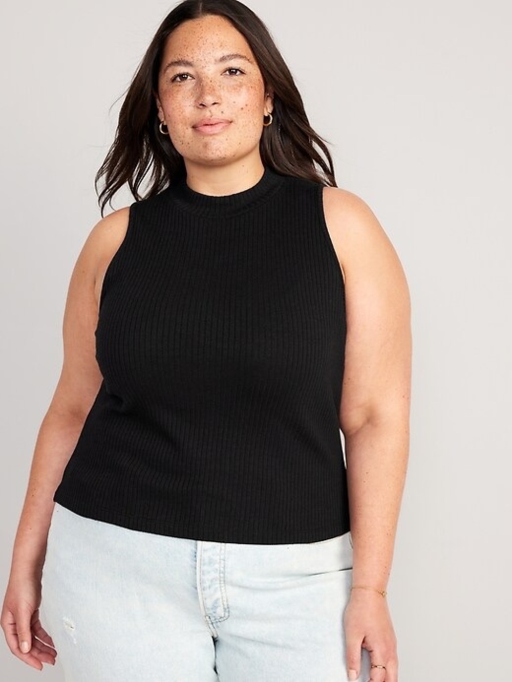 Old Navy Black Ribbed Mock Neck Sleeveless Tank
